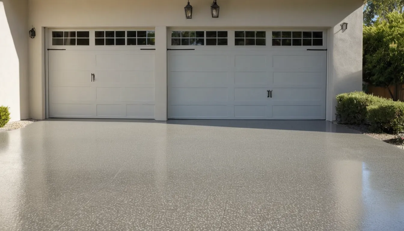 Freshly coated epoxy garage floor in a Riverside home